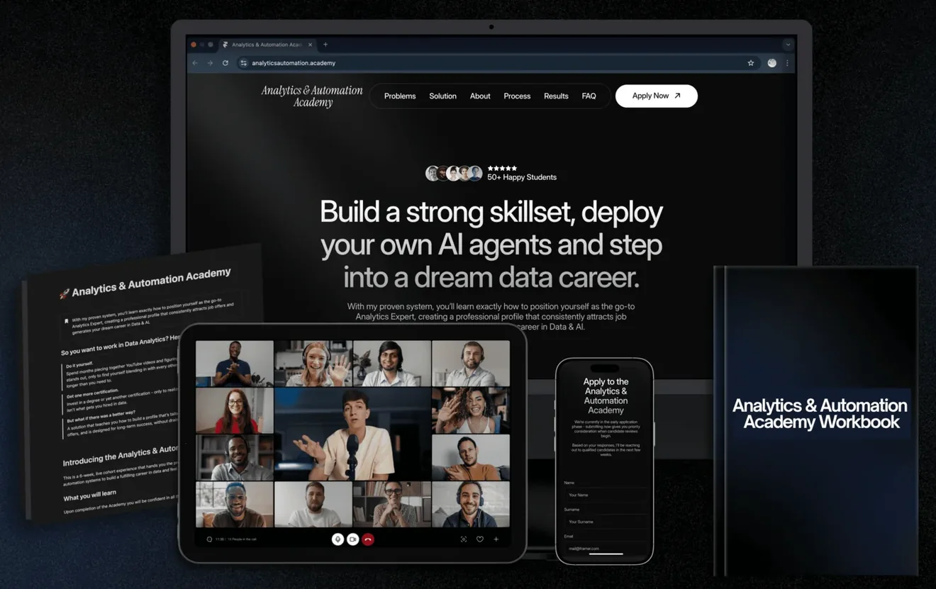 Academy dashboards and course platform